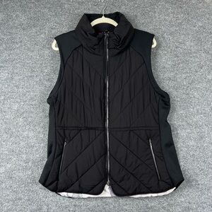 Athleta Vest Women XL Black Wind Sprint Quilted Primaloft Hooded Athleisure